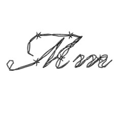 letter M Barbed wire hand drawing vector isolated on background.