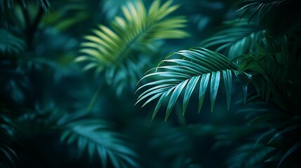 Lush Dark Green Tropical Palm Leaves