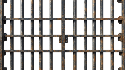 Rage, prison bars, metal fence, isolated on a transparent background