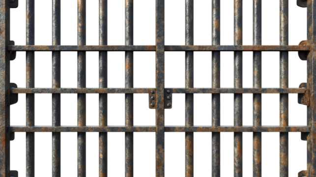 Rage, prison bars, metal fence, isolated on a transparent background