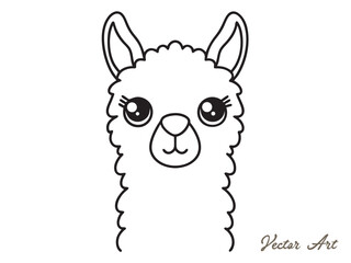 llama vector silhouettes, outline vector drawing on a white background