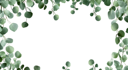 Eucalyptus frame border with a transparent background, white background