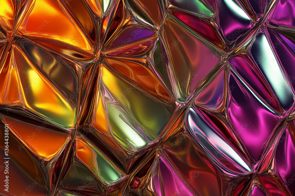 Poster abstract shiny metallic texture background with vibrant colors and reflections