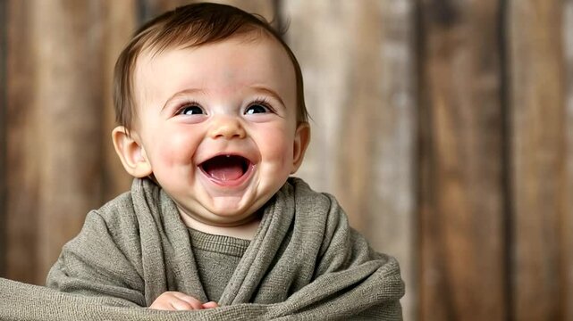 Adorable Giggles: A Joyful Baby Portrait