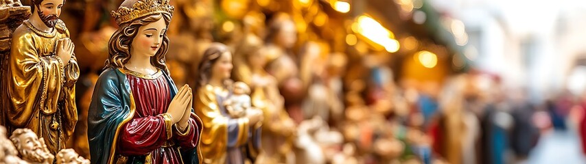 Fototapeta premium Religious statues of figures placed in a market setting