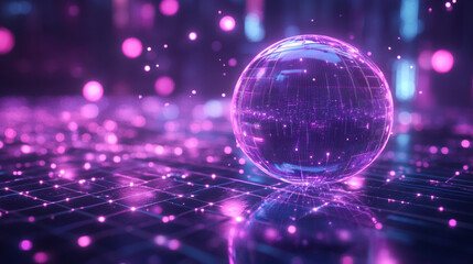 Obraz premium Dynamic Glowing With Chrome Purple Neon Holographic