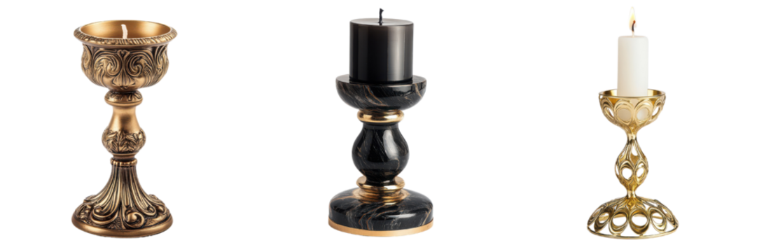 A Set of Luxury Decorative Candle Holders for Elegant Home Styling, Isolated on Transparent Background