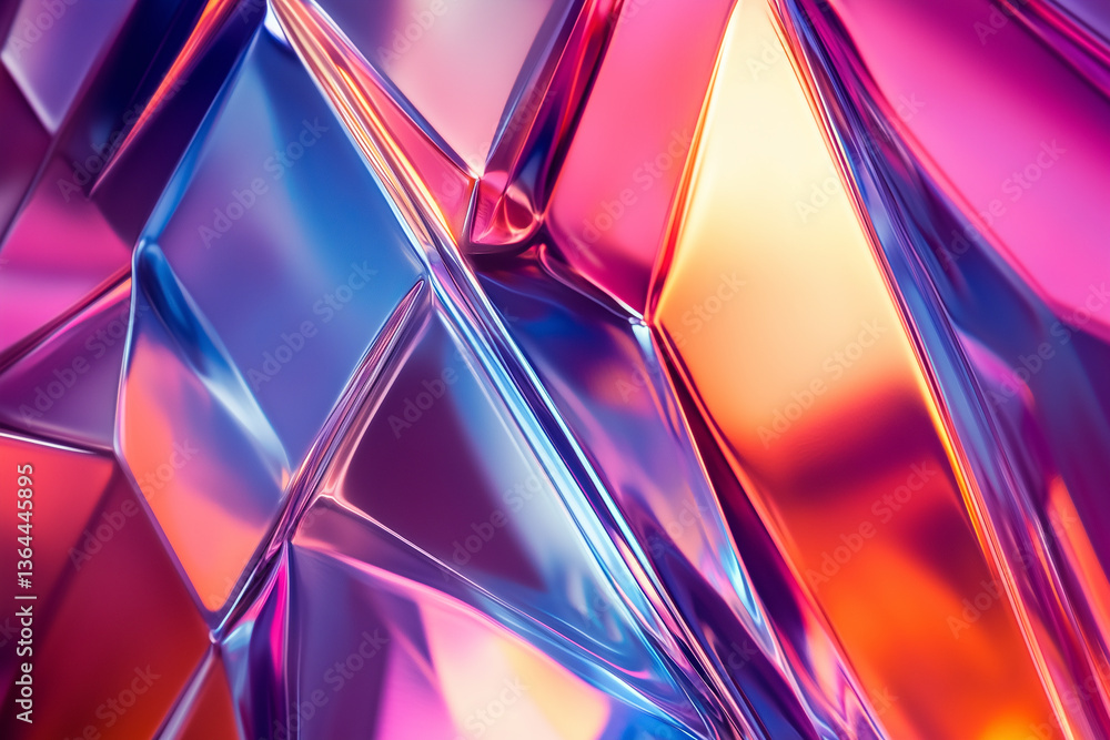 Poster abstract polygon texture with shiny surface and vibrant colors background
