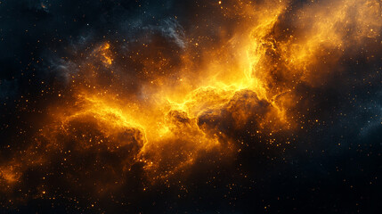 Obraz premium Floating Yellow Shape Radiant Swirling Nebula-Like