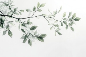 Delicate Branch with Fresh Leaves
