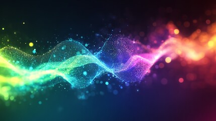 Fototapeta premium A rainbow-colored noise effect background with swirling digital static in vibrant, shifting hues 