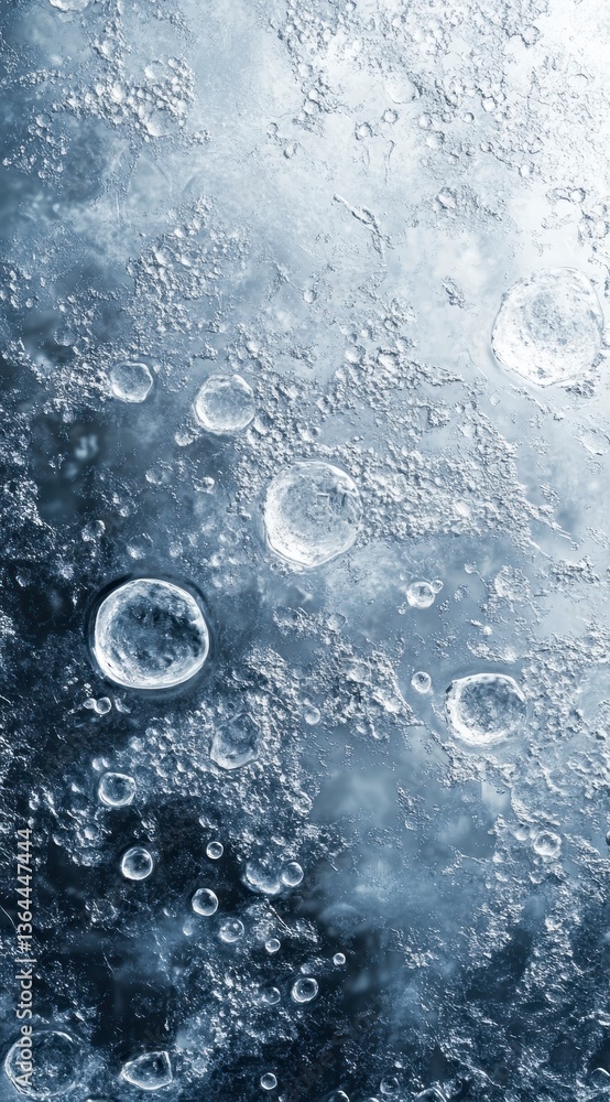 Poster abstract blue water bubbles texture background with sparkling liquid surface clean and transparent d