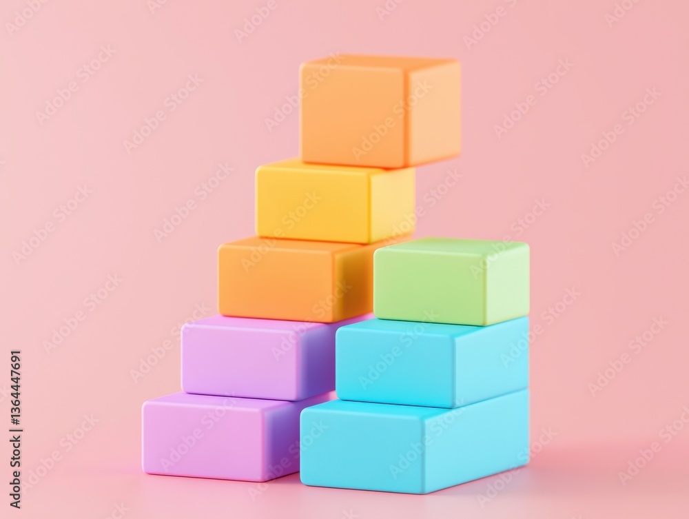 Poster personal finance investment optimization concept. colorful building blocks arranged in a playful sta