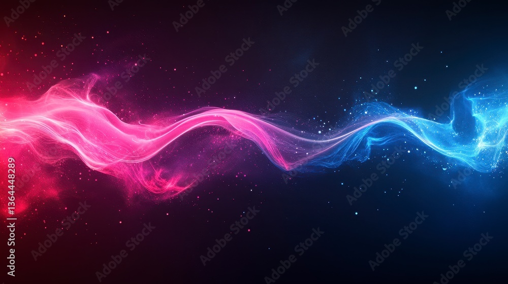 Aufkleber abstract swirling particles background with red and blue light effect wave and glittering sparkles d