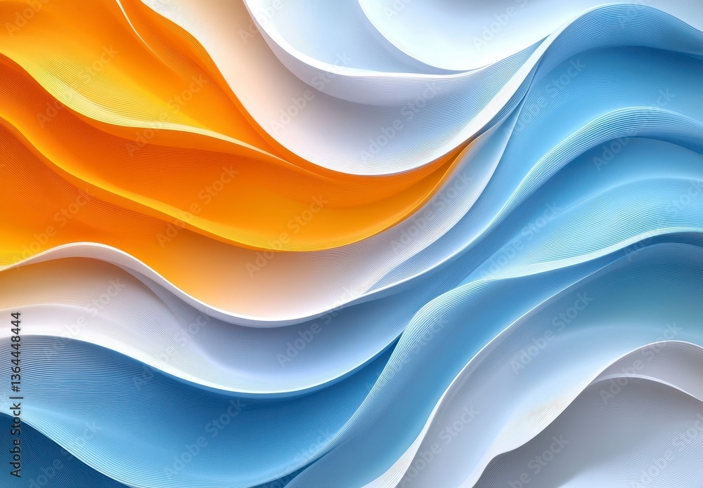Aufkleber abstract wavy background with gradient colors in orange blue and white with smooth and flowing shape