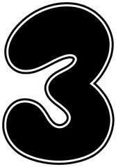 Black number 1 with white border Bold font