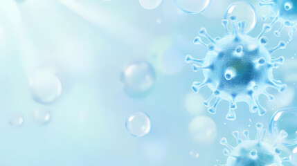 Illustration of Virus in Light Blue Background with Bubbles