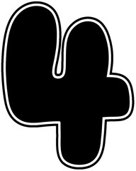 Black number 1 with white border Bold font