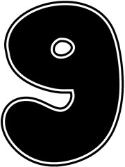 Black number 1 with white border Bold font