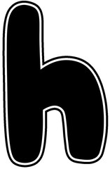 Black lowercase letter h with white border Bold font