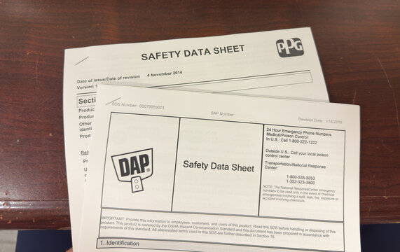 New GHS SDS for workplace chemicals.