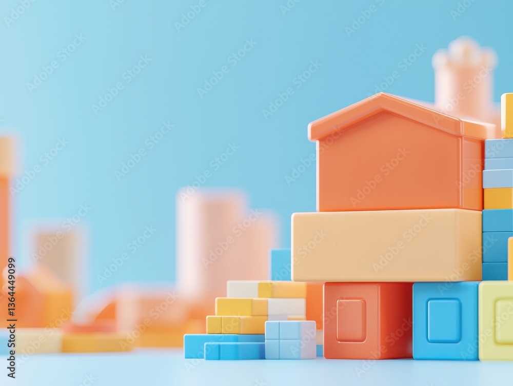 Poster personal finance investment optimization concept. colorful building blocks arranged creatively on a 
