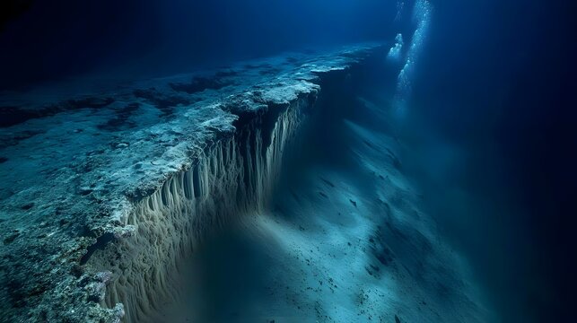 64. A deep abyssal trench where the ocean floor seems to disappear into an endless void
