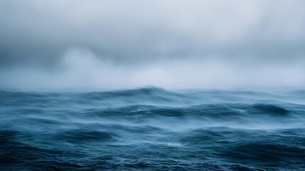 68. An eerie fog rolling through the ocean depths, obscuring strange moving shapes