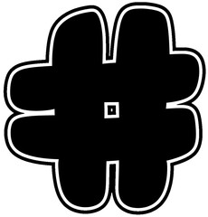 Obraz premium Black Hash with white border Bold font