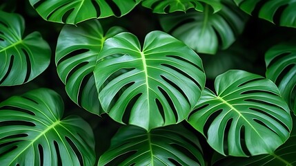 Lush Monstera Leaves Background