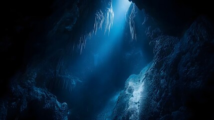 95. A hidden pocket of air trapped inside a sunken cave, shimmering in the darkness