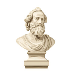 Bust Sculpture of a Bearded Man in Stone on Pedestal, Historical Icons and Symbols Concept