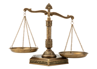 set of scales of justice cut out isolated on white background,  PNG.