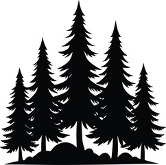 Obraz premium Fir Tree Silhouette Vector Design – Evergreen Pine Icon