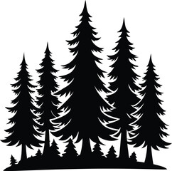 Obraz premium Fir Tree Silhouette Vector Design – Evergreen Pine Icon