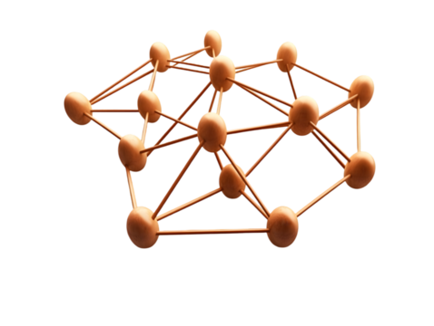 Abstract Network Connection with Spheres and Lines on Transparent Background