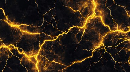 Abstract background with golden lightning streaks on dark surface.