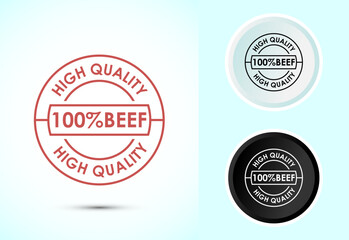 High quality beef icon design illustration, High quality beef meat badge, Fresh meat label, Color black and white