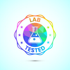 Lab tested icon. Laboratory testing product quality certificate symbol,  Clinically certified, low poly style