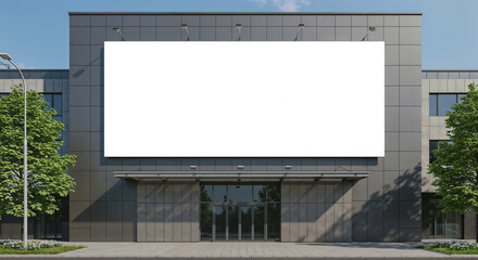 Large billboard mockup for exterior advertisement on modern building exterior . Generative AI