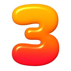 3d red number 3