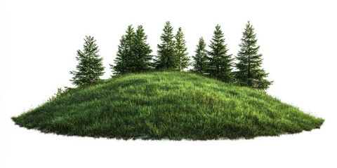 Lush Green Hill with Pines