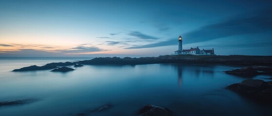 St. Mary's Lighthouse at Dusk: A Tranquil Coastal Scene in North East England