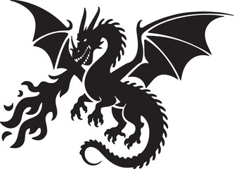 dragon silhouette vector on white background 