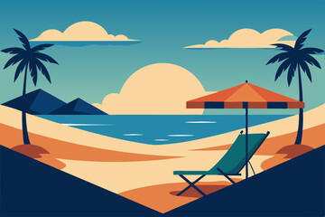 sunset on the beach vector illustration