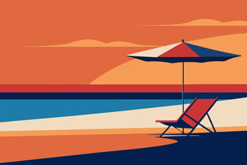 beach chairs and umbrella