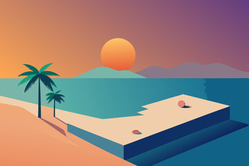 tropical beach with palm trees