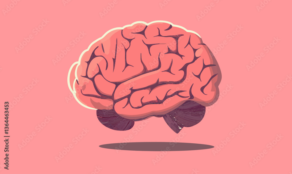 Poster vector illustration of brain representing artificial intelligence and large language models