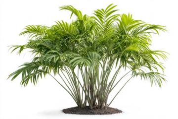 Tropical palm tree with arching fronds f , isolated on white