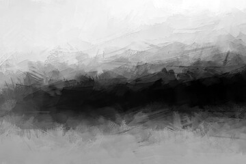 left abstract art isolated brush strokes, splotches, scraper on black and white canvas blended gradient effect